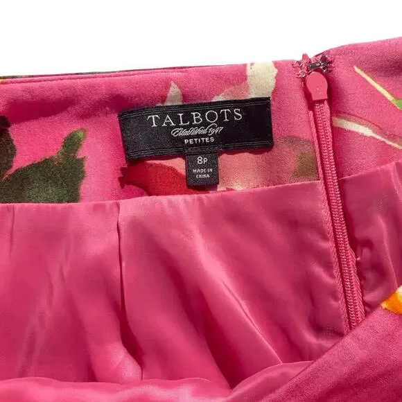 Talbots Floral Pencil Skirt Pink Multicolor Cotton Blend Petites - Size 8P - Picture 4 of 10